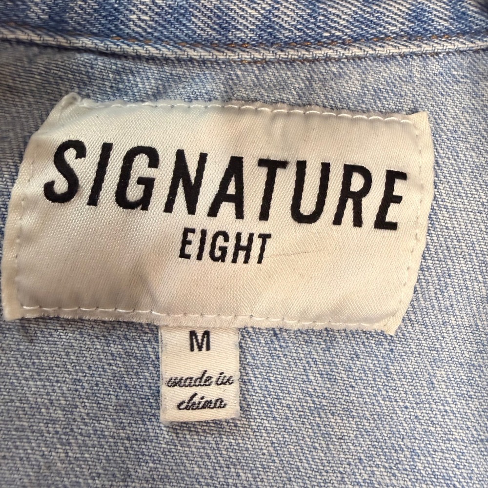 #163 SIGNATURE EIGHT Distressed Jacket PTP: 24.5" Oversized shredded Denim - Picture 8 of 12